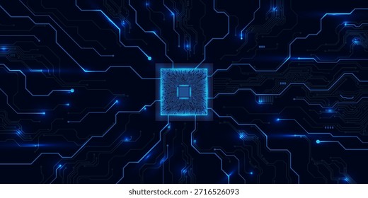 CPU-Chip auf der Hauptplatine. CPU-Konzept für Zentralrechnerprozessoren. Datenbankkonzept für große Datenverarbeitung in Quantenrechnern. Futuristischer Mikrochip-Prozessor. KI-Chip-Hintergrund mit Schaltkreislicht.
