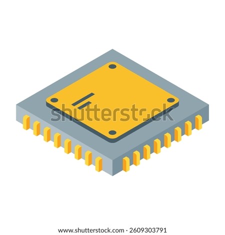 CPU Chip Processor Isometric Icon