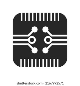 Cpu chip technology vector digital electronic. Computer processor illustration board icon and communication tech hardware. Microchip motherboard engineering datum and symbol pc core equipment device
