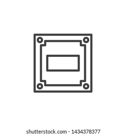 Cpu Circuit board line icon. Microprocessor linear style sign for mobile concept and web design. Computer Microchip outline vector icon. Symbol, logo illustration. Vector graphics