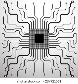 Cpu. Circuit Board. Vector illustration. Eps 10