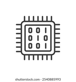 Cpu coding, icon in line design. Cpu, coding, processor, programming, execution, algorithm, architecture on white background vector. Cpu coding editable stroke icon