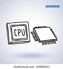 cpu, Computer chip or microchip, vector illustration.
