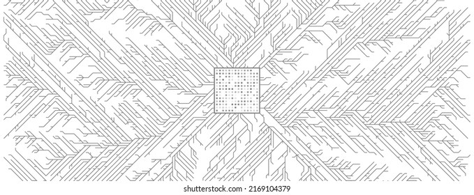 CPU Computer Microchip Abstract Technology Circuit Board Background. Vector Illustration.