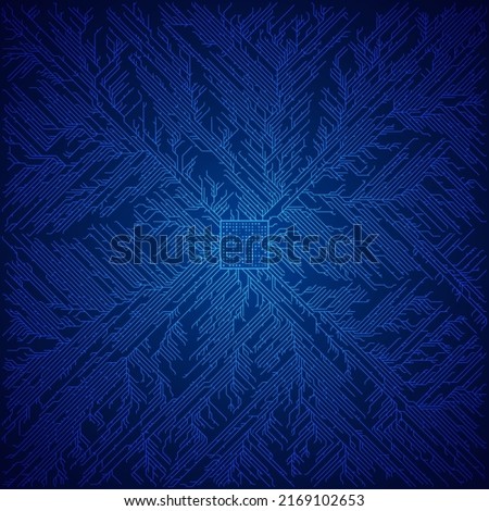 CPU Computer Microchip Abstract Technology Circuit Board Background. Vector Illustration.