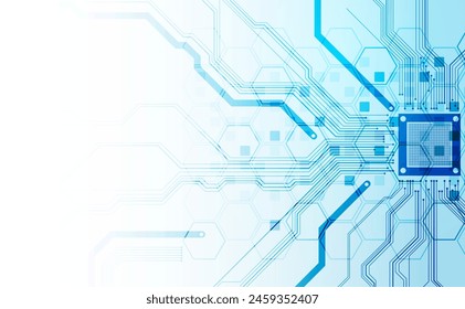 CPU-Konzept. Platine. Technologie abstrakter Hintergrund. Handgezeichnete Vektorgrafik. 