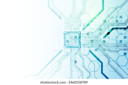 CPU concept. Circuit board. Technology abstract background. Hand drawn vector. 