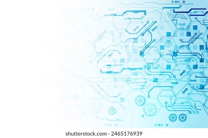 Concepto de CPU. Tarjeta de circuitos. Tecnología de fondo abstracto. Vector dibujado a mano. 