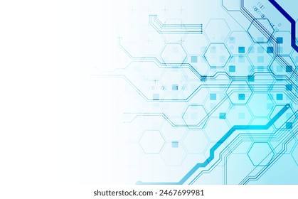 Concepto de CPU. Tarjeta de circuitos. Tecnología de fondo abstracto. Vector dibujado a mano. 