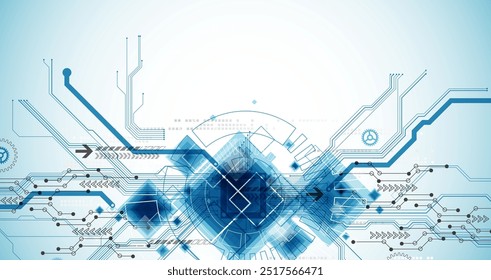 CPU concept. Circuit board. Technology background. Hand drawn vector.