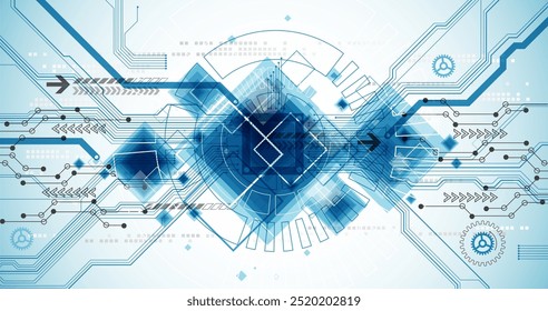 CPU concept. Circuit board. Technology background. Hand drawn vector.
