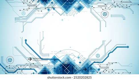 CPU concept. Circuit board. Technology background. Hand drawn vector.