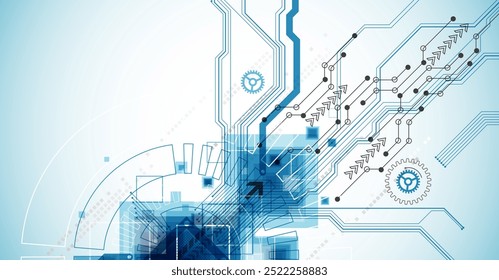 CPU concept. Circuit board. Technology background. Hand drawn vector.