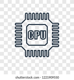 Cpu concept vector linear icon isolated on transparent background, Cpu concept transparency concept in outline style