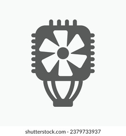 cpu cooler fan icon flat style in black color