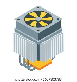 CPU Cooler With Heat Sink Isometric Illustration