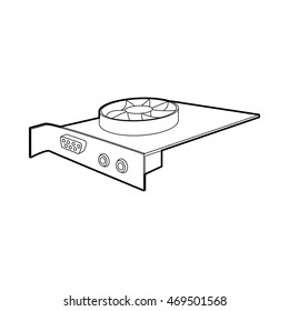 Cpu cooler icon in outline style on a white background