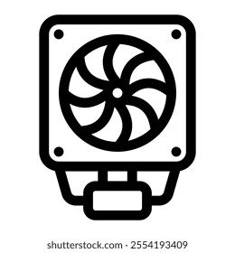 CPU cooler icon with simple and line style