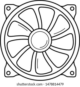 CPU cooler. Vector outline icon.