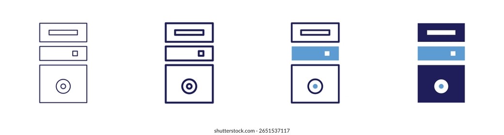 CPU cores icon in 4 different styles. Thin Line, Line, Bold Line, Duotone. Duotone style. Editable stroke.