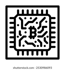 cpu cryptocurrency mining line icon vector. cpu cryptocurrency mining sign. isolated contour symbol black illustration