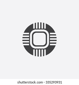 cpu cut identity template icon design element