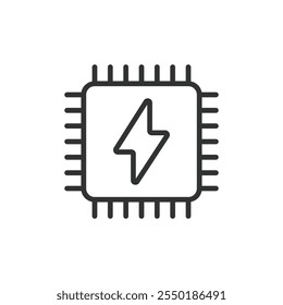 CPU energy, icon in line design. CPU, energy, processor, power, chip, performance, efficiency on white background vector. CPU energy editable stroke icon