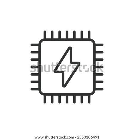 CPU energy, icon in line design. CPU, energy, processor, power, chip, performance, efficiency on white background vector. CPU energy editable stroke icon