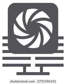 Icono negro del ventilador de la CPU. Símbolo de chip de PC