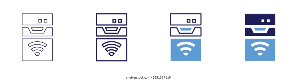 CPU fan icon in 4 different styles. Thin Line, Line, Bold Line, Duotone. Duotone style. Editable stroke.