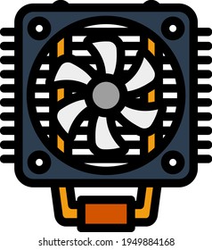 CPU Fan Icon. Editable Bold Outline With Color Fill Design. Vector Illustration.