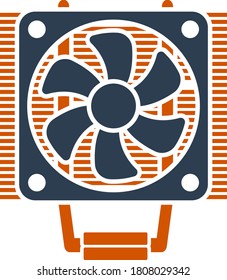 Icono de ventilador de CPU. Diseño de color plano. Ilustración vectorial.