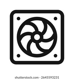 Cpu fan UI icon, personal computer cooler simple line user interface vector symbol
