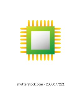 CPU With Flat Icon Vector Illustration