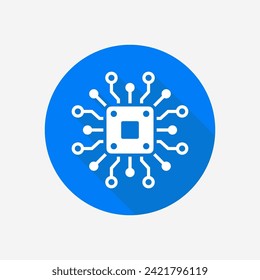 CPU flat vector icon. Computer chip icon. AI concept.