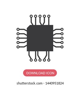 CPU. Flat vector web icon or sign on grey background with shadow. Collection modern trend concept design style illustration symbol