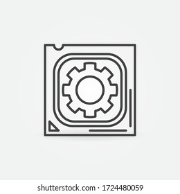 CPU with Gear vector concept icon. Processor Repair symbol in thin line style