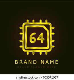 Cpu golden metallic logo