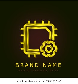 Cpu golden metallic logo