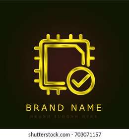 Cpu golden metallic logo