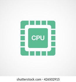 CPU Green Flat Icon On White Background