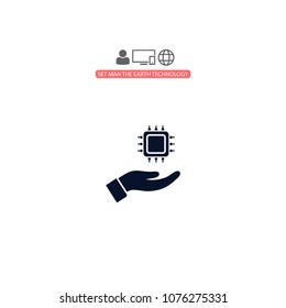 CPU in hand icon