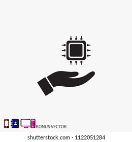 CPU in hand icon