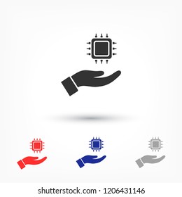 CPU in hand icon