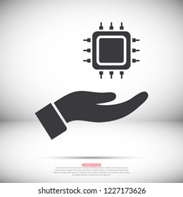 CPU in hand icon
