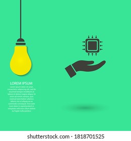 CPU in hand icon , lorem ipsum Flat design