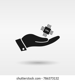 CPU in hand icon. Vector icon 10 EPS