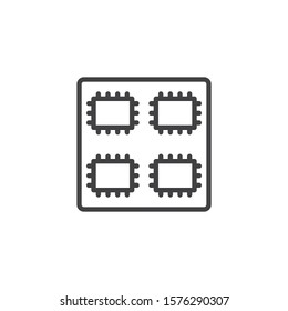 CPU Hardware line icon. Microchip linear style sign for mobile concept and web design. Hardware, chip, processor outline vector icon. Symbol, logo illustration. Vector graphics
