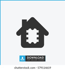 CPU in house icon illustration isolated vector sign symbol