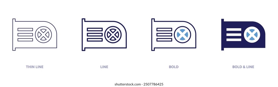 CPU icon in 4 different styles. Thin Line, Line, Bold, and Bold Line. Duotone style. Editable stroke.